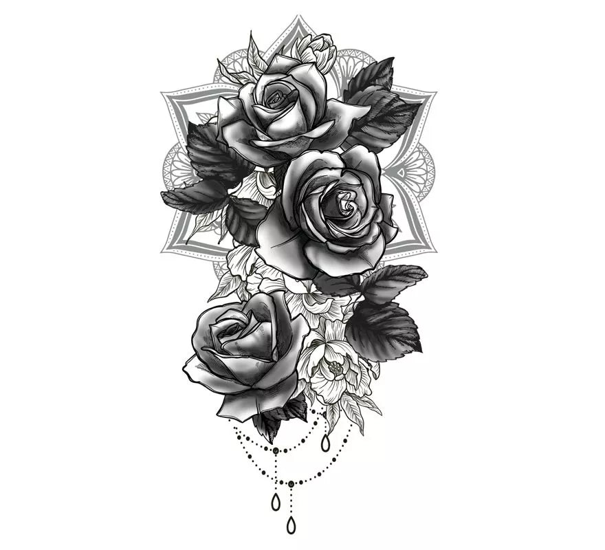 Translation missing: it.Tatuaje de Rosas blanco y negro