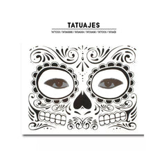 Tatuaggio viso Catrina con teschio nero adulto