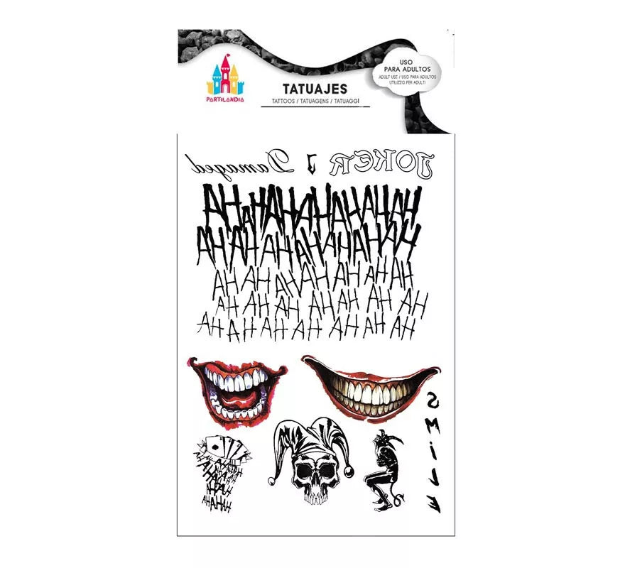 Translation missing: it.Tatuajes de Arlequín conflictivo sonrisas y texto negro
