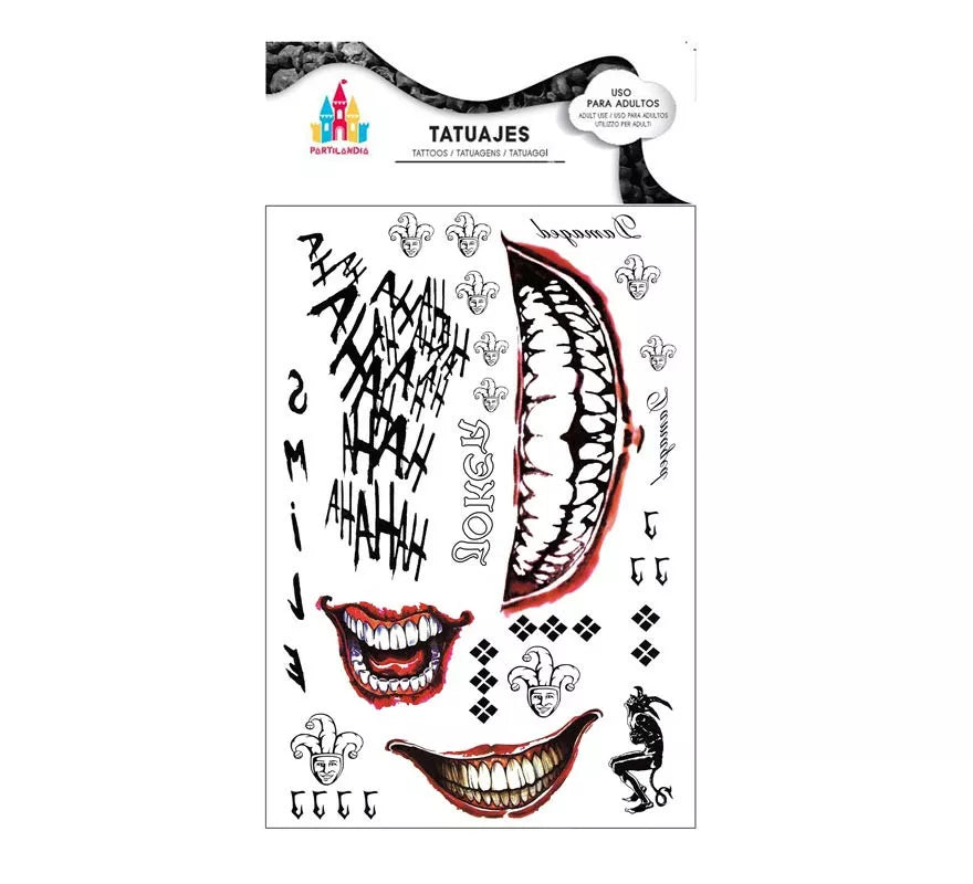 Translation missing: it.Tatuajes de Payaso conflictivo texto y sonrisas roja