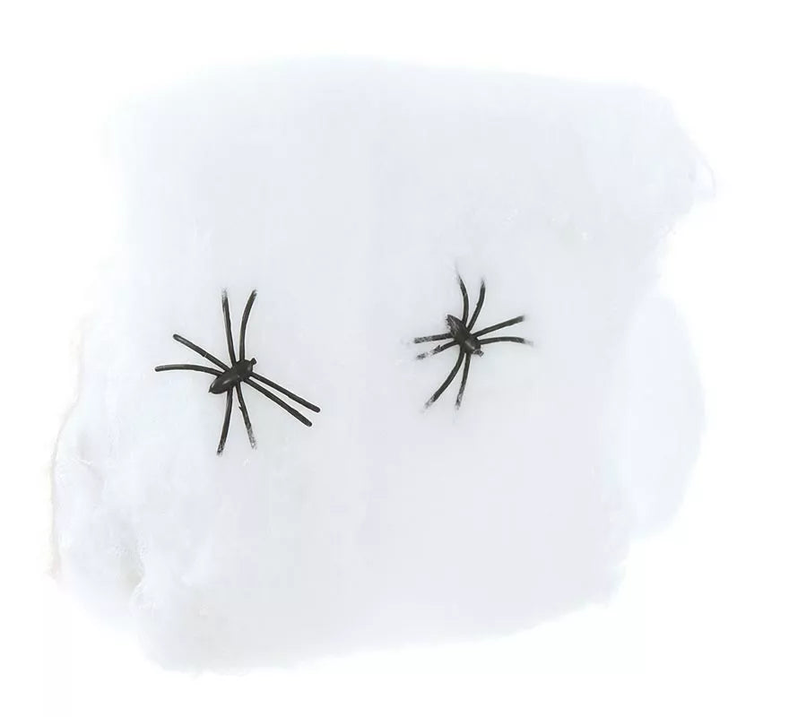 Telaraña 20 gr. con 2 arañas para decoración de Halloween de