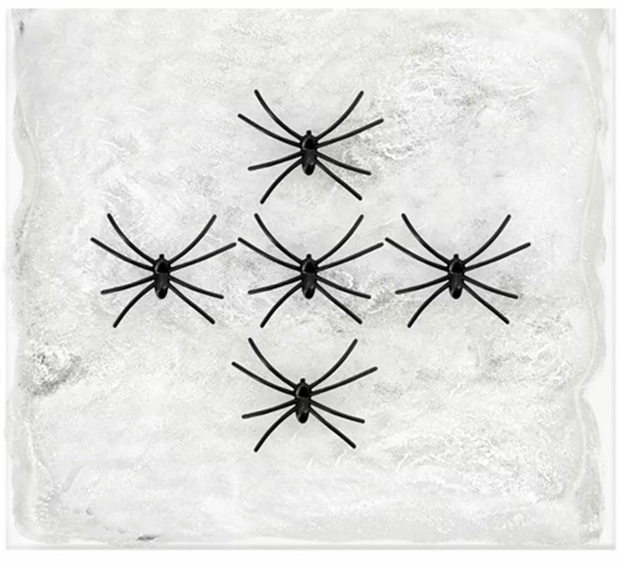 Telaraña blanca de 100 g con 5 Arañas