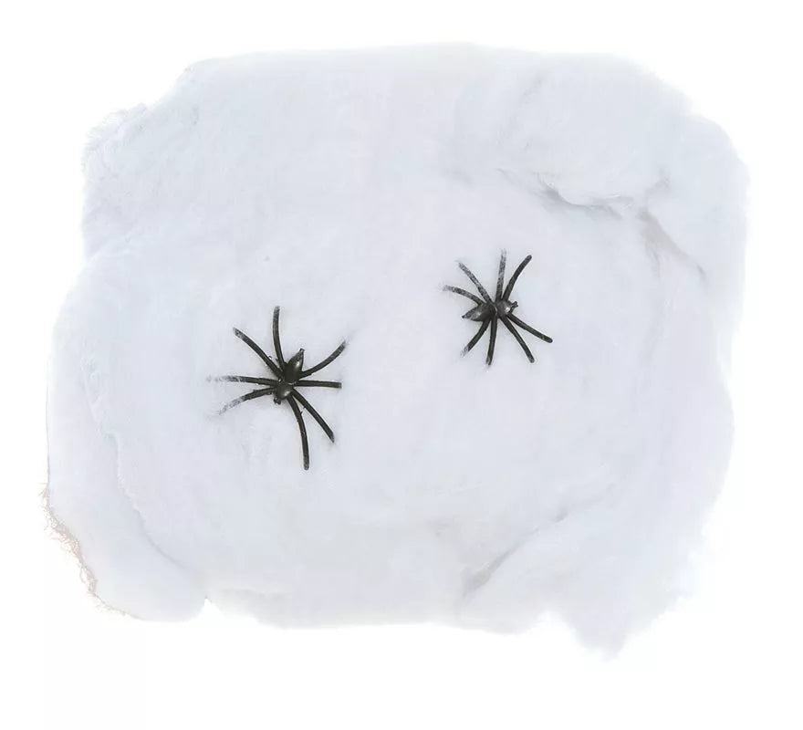 Translation missing: it.Telaraña blanca de 40 gr con arañas para decoración Halloween