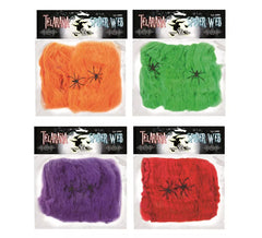 20 gr di ragnatela con 2 ragni colorati assortiti