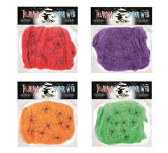 200 gr di ragnatela con 10 ragni colorati assortiti