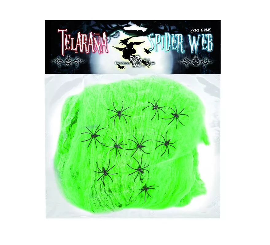 Telaraña de 200 gr con 10 Arañas de colores surtidos
