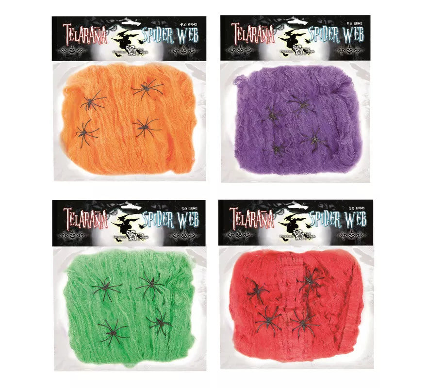 Translation missing: es.Telaraña de 50 gr con 4 Arañas de colores surtidos
