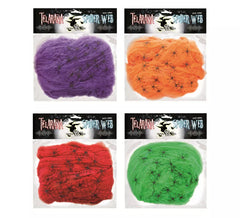 500 gr di ragnatela con 20 ragni colorati assortiti