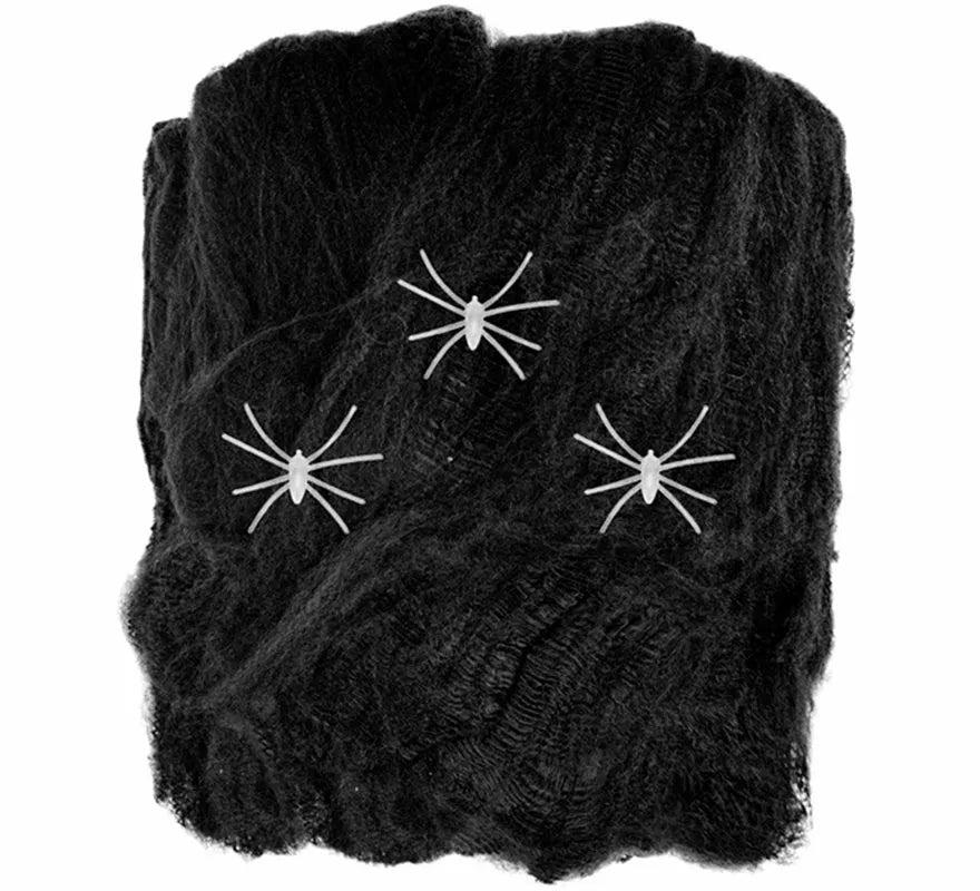 Telaraña negra de 50 g con 3 Arañas fluorescentes