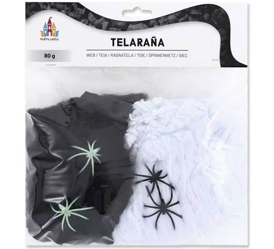 Translation missing: it.Telaraña negro y Blanco con 4 Arañas de 80 gr
