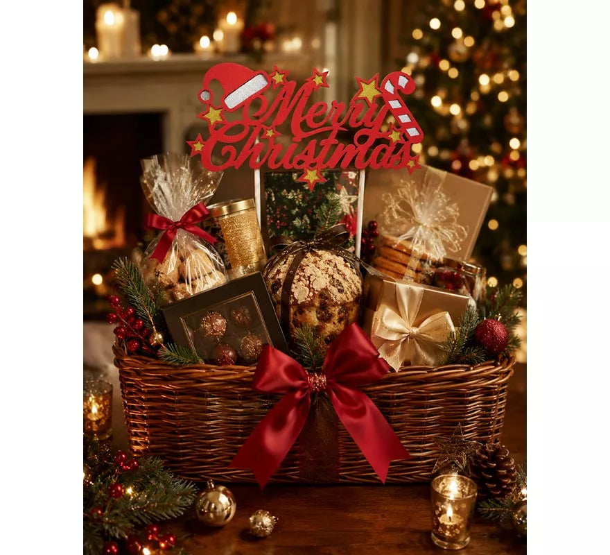 Translation missing: it.Topper rojo de Feliz Navidad para Tarta de 16x24 cm