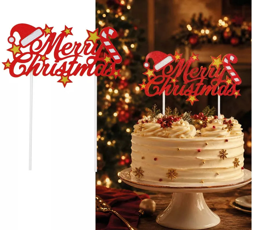 Translation missing: it.Topper rojo de Feliz Navidad para Tarta de 16x24 cm