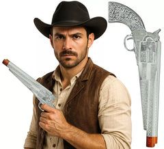 Schioppo da pistolero in plastica argentata da 30 cm