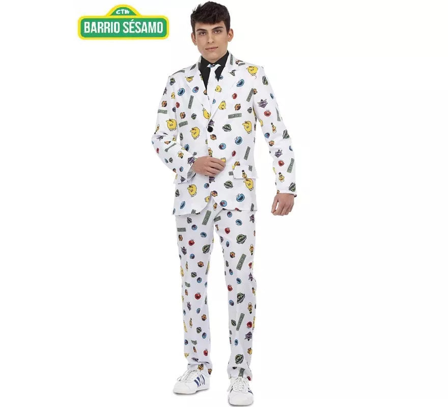 Translation missing: it.Traje Divertido de Barrio Sésamo blanco para hombre