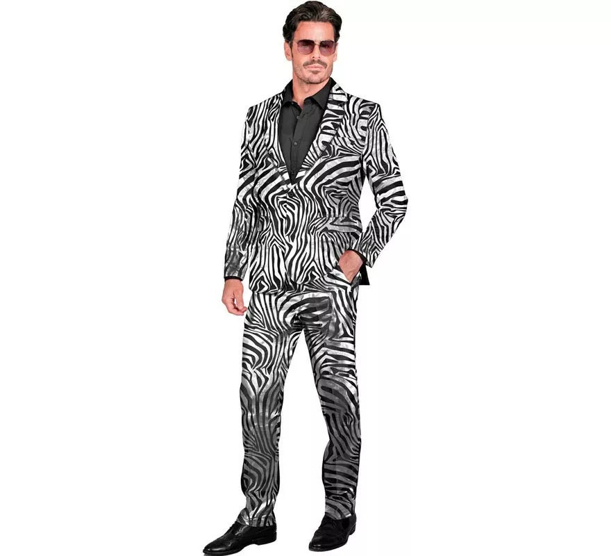 Translation missing: es.Traje Divertido de Fiesta animal print plateado para hombre