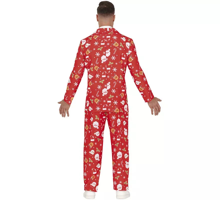 Translation missing: it.Traje Divertido de Papá Noel rojo con corbata para hombre