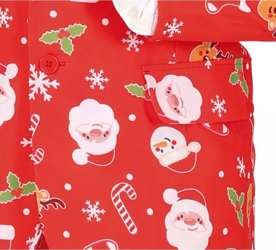 Translation missing: es.Traje Divertido de Papá Noel rojo con corbata para hombre
