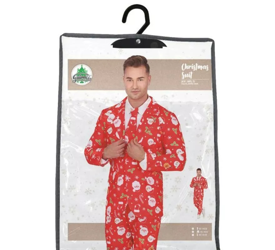 Translation missing: it.Traje Divertido de Papá Noel rojo con corbata para hombre
