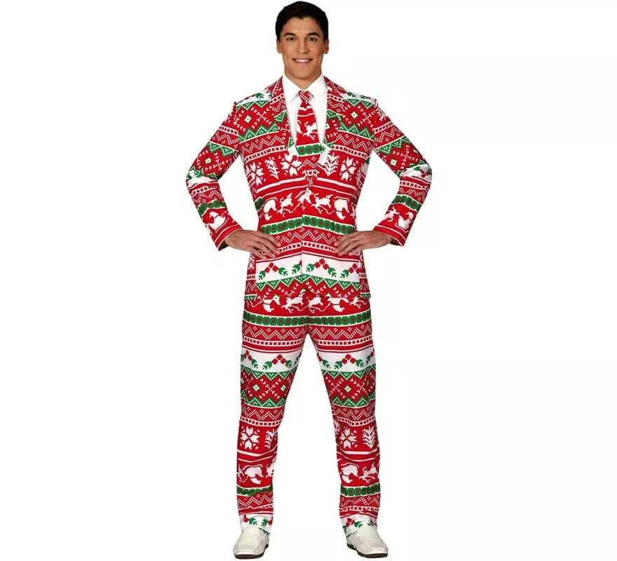 Translation missing: es.Traje Divertido Navideño Rojo para hombre