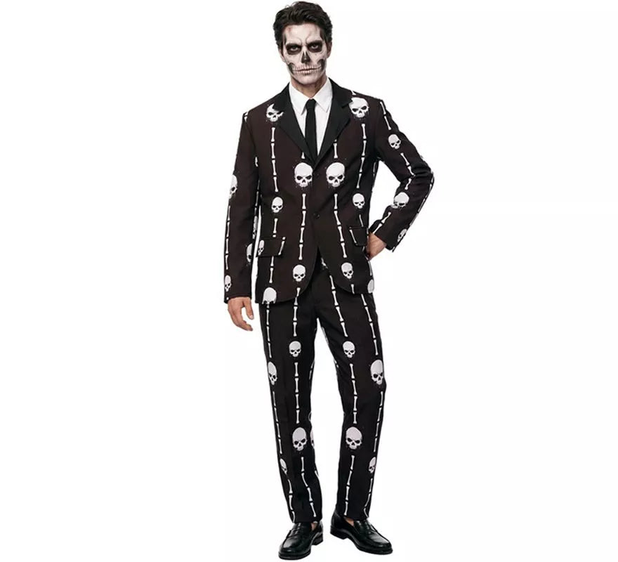 Translation missing: it.Traje Divertido negro Calaveras y Huesos para hombre