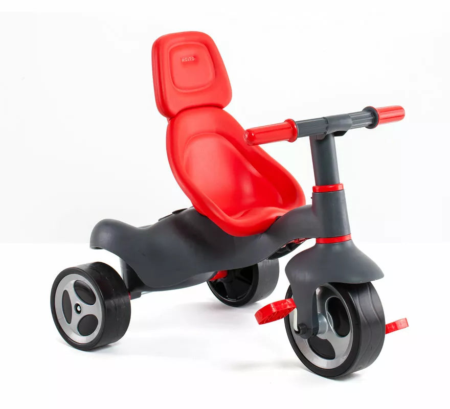 Translation missing: it.Triciclo infantil rojo con Ruedas de Goma, Cinturón y Bolsa