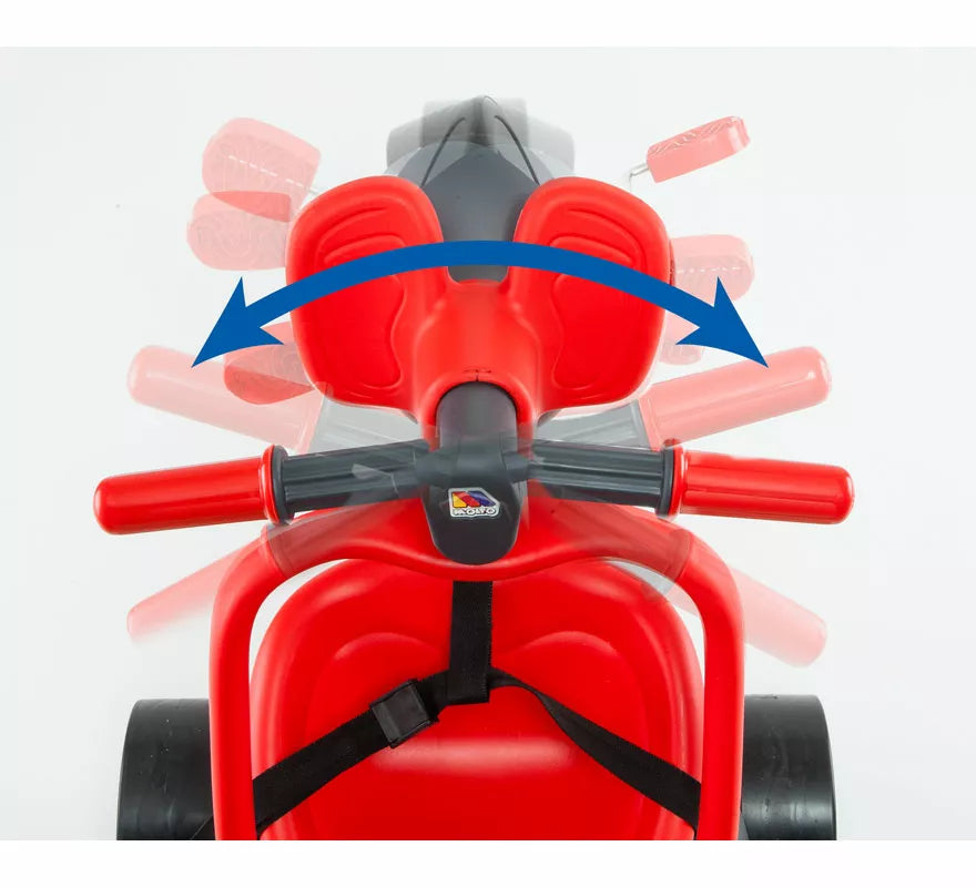 Triciclo infantil rojo con Ruedas de Goma, Cinturón y Bolsa