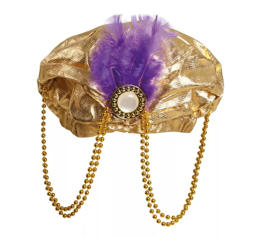 Translation missing: it.Turbante Dorado con Pluma Morada para hombre
