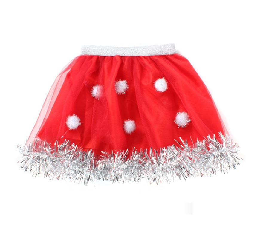 Translation missing: it.Tutú de Mamá Noel rojo con bolas blancas infantil