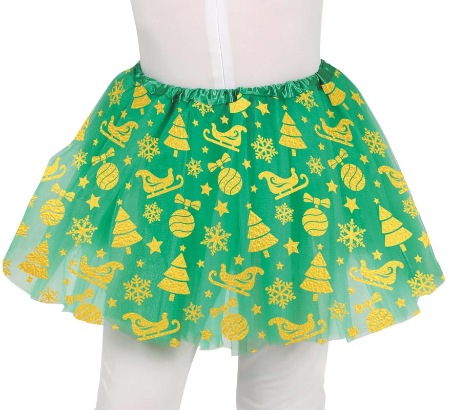 Translation missing: it.Tutú Navideño verde y dorado infantil de 30 cm