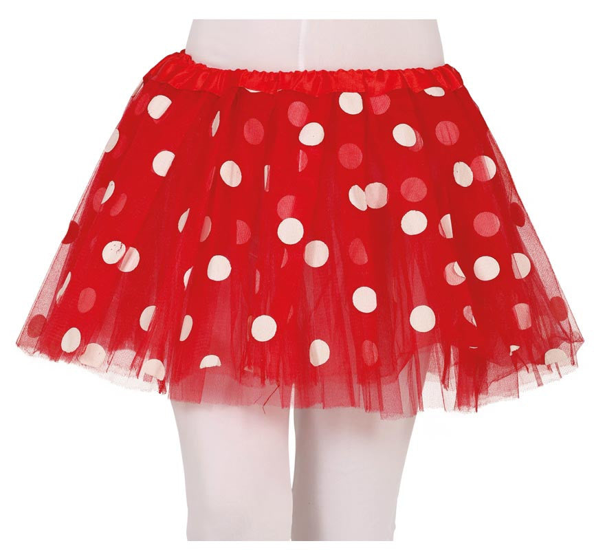 Translation missing: es.Tutú Rojo con Topos Blancos infantil 30 cm