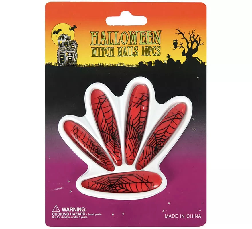 Translation missing: it.Uñas de Bruja rojas con telarañas