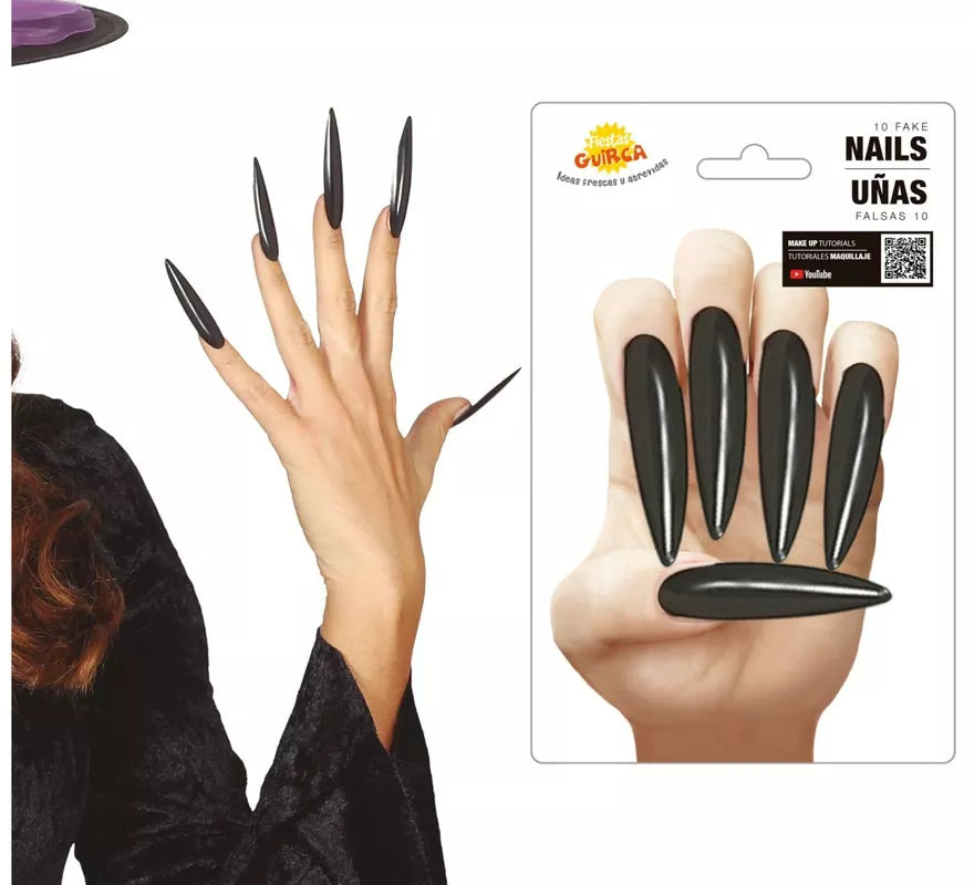 Translation missing: it.Uñas negras postizas ultralargas 10 unidades