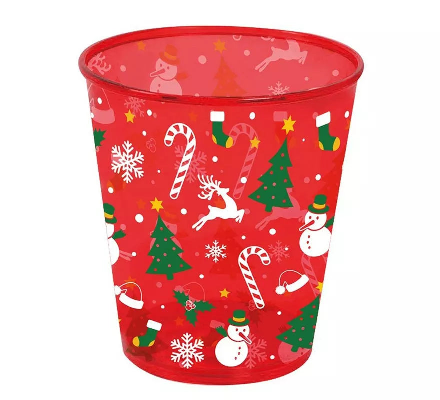 Translation missing: it.Vaso de Figuras Navideñas rojo de plástico de 10 cm
