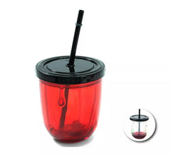 Bicchiere a doppio fondo da 335 ml con cannuccia e sangue finto