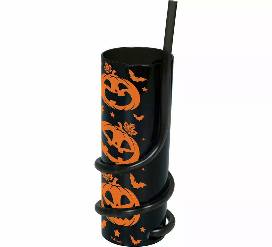 Translation missing: it.Vaso negro con Calabazas y Pajita de 16 cm