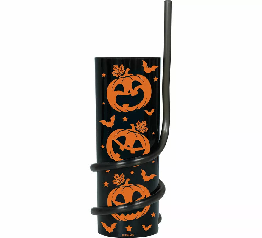 Translation missing: it.Vaso negro con Calabazas y Pajita de 16 cm