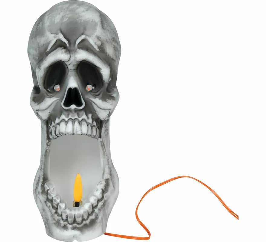 Vela Calavera con Led Efecto Fuego de 20 cm