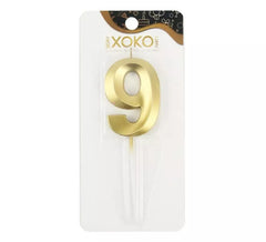 Candela Compleanno e Anniversari numero 9 colore oro 7 cm