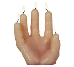Candela con forma di mano con sangue di 14x5 cm