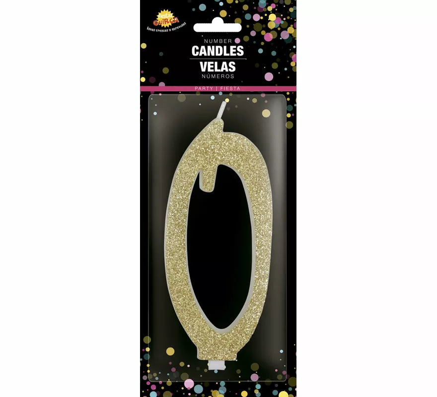 Translation missing: it.Vela Escarchada Oro Número 0, de 12.5 cm
