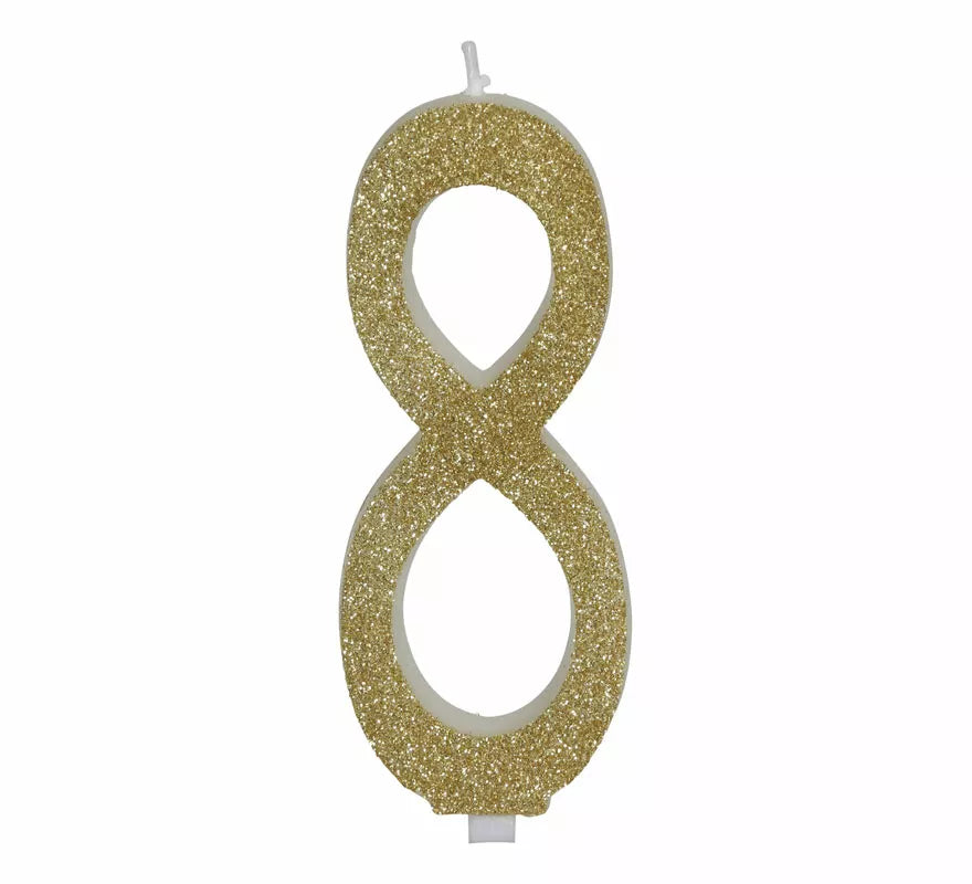 Translation missing: it.Vela Escarchada Oro Número 8, de 12.5 cm