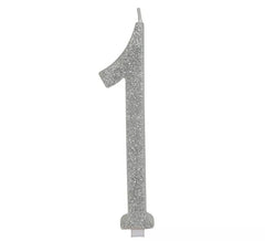 Candela numero 1 in argento satinato, 12,5 cm