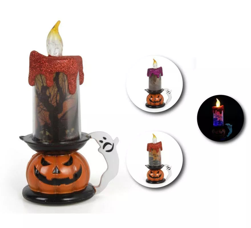 Translation missing: it.Vela Halloween con base Calabaza en modelos surtidos con luz de 9,5x16,5 cm