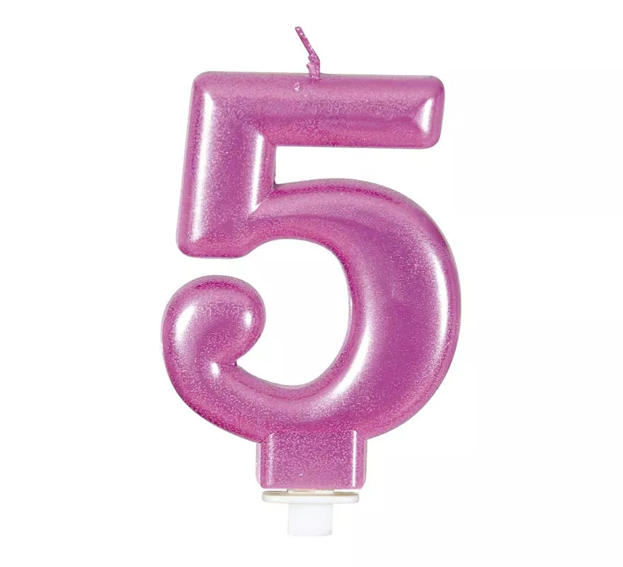 Translation missing: es.Vela Metalizada Rosa Nº 5, de 8 cm