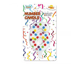 Punti colorati a candela con il numero 6.