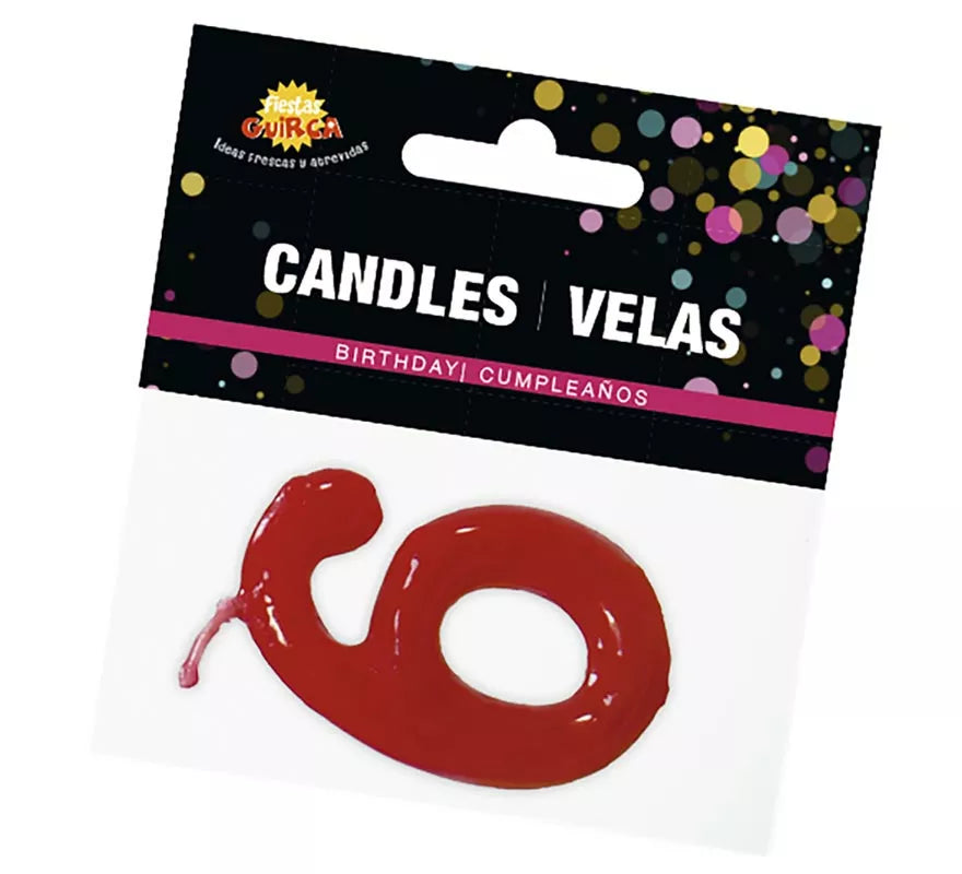 Translation missing: es.Vela roja con el número 6 para cumpleaños