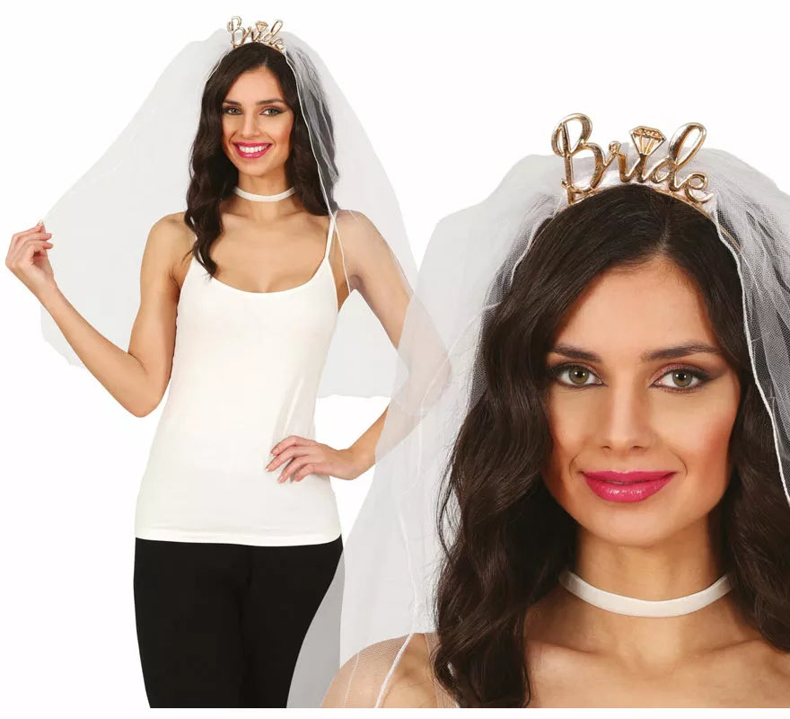 Translation missing: es.Velo de Novia blanco con Diadema Bride