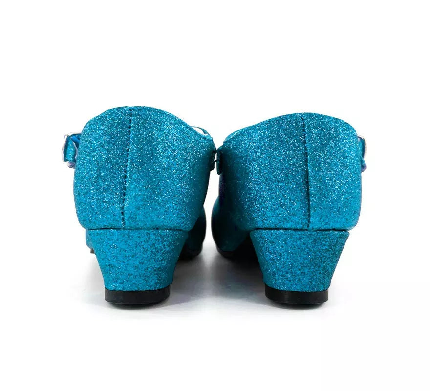 Translation missing: it.Zapato Sevillana con tacón Azul Turquesa Purpurina en números del 22 al 41