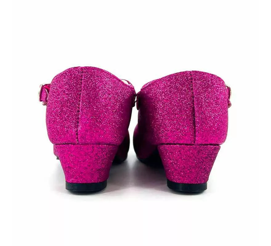 Translation missing: it.Zapato Sevillana con tacón Fucsia Purpurina en números del 22 al 41