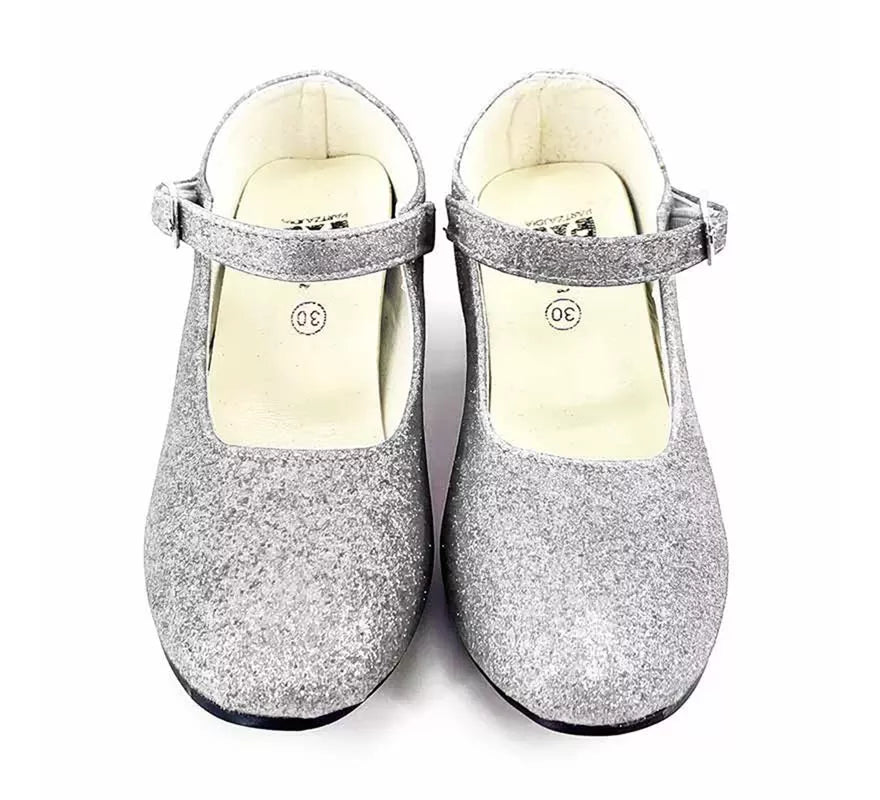 Translation missing: it.Zapato Sevillana con tacón Plateado Purpurina en números del 22 al 41